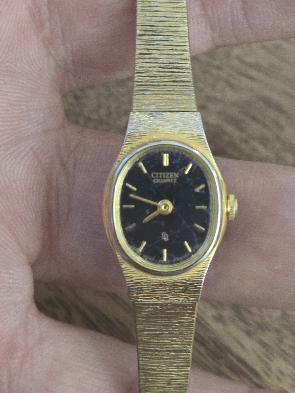 Citizen Quartz Women's Gold Tone Black Dial Watch New Battery